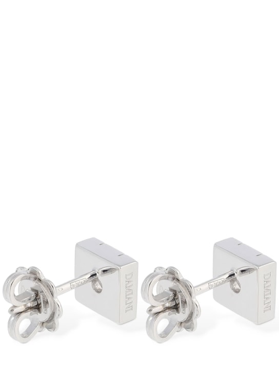Damiani: Belle Epoque square diamond earrings - Silver/Diamond - women_3 | Luisa Via Roma