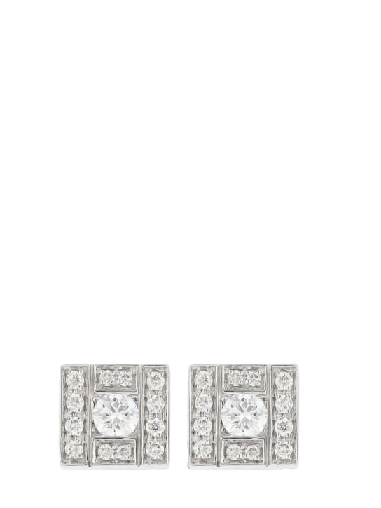 Damiani: Belle Epoque square diamond earrings - Silver/Diamond - women_0 | Luisa Via Roma