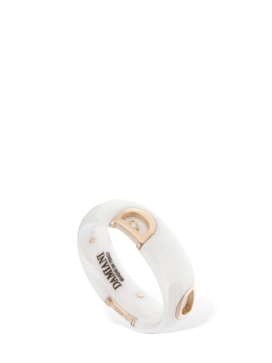 Damiani: D. Icon 18kt gold & ceramic ring - White/Rose - women_0 | Luisa Via Roma
