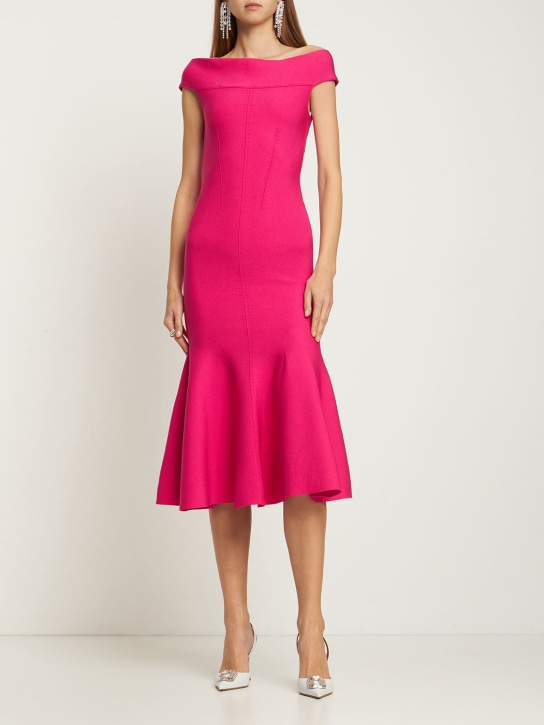 Roland Mouret: MIDIKLEID AUS VISKOSESTRICK - Rosa - women_1 | Luisa Via Roma