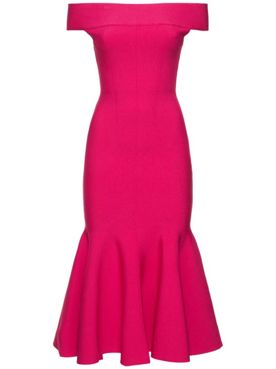 Roland Mouret: MIDIKLEID AUS VISKOSESTRICK - Rosa - women_0 | Luisa Via Roma