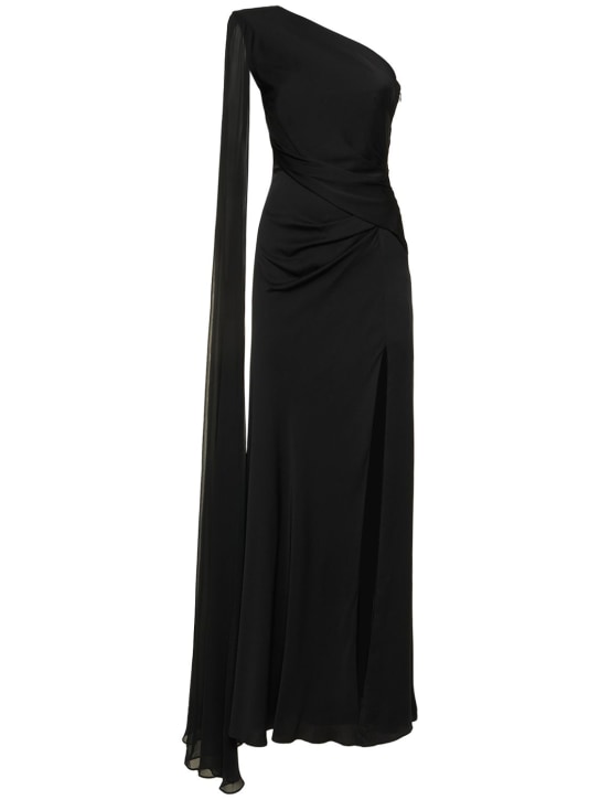 Roland Mouret: Asymmetric stretch silk crepe gown - Black - women_0 | Luisa Via Roma