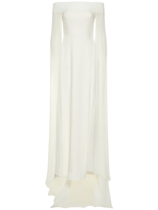 Roland Mouret: Off-the-shoulder stretch cady gown - White - women_0 | Luisa Via Roma