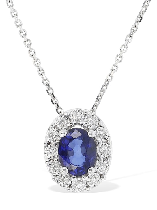 Bliss: Regal 18Kt diamond & sapphire necklace - Silver/Blue - women_0 | Luisa Via Roma