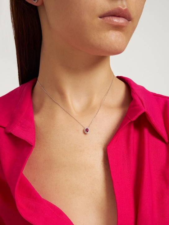 Bliss: Regal 18Kt diamond & ruby necklace - Silver/Red - women_1 | Luisa Via Roma