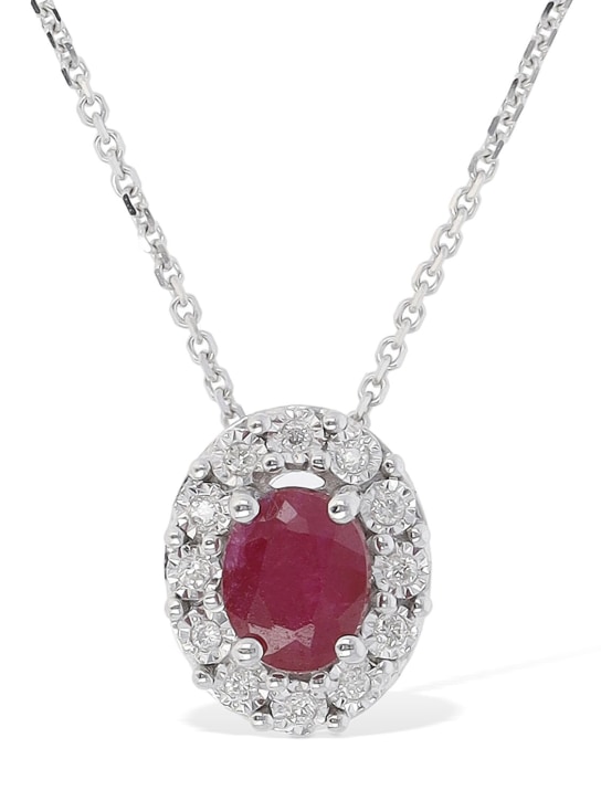 Bliss: Regal 18Kt diamond & ruby necklace - Silver/Red - women_0 | Luisa Via Roma