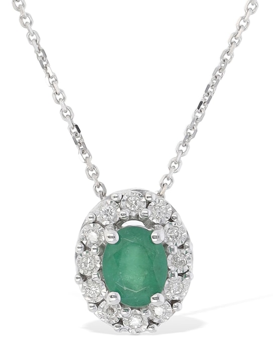 Bliss: Collier en émeraude et diamants 18 K Regal - Argent/Vert - women_0 | Luisa Via Roma
