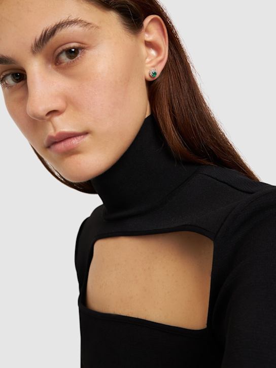 Bliss: Orecchini Regal in oro 18kt / diamanti e smeraldo - Argento/Verde - women_1 | Luisa Via Roma