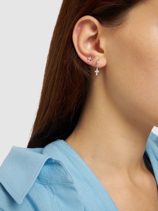Bliss: Rugiada 18kt gold & diamond mono earring - Silver/Diamond - women_1 | Luisa Via Roma