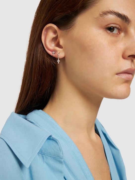 Bliss: Rugiada 18kt gold & diamond mono earring - Silver/Diamond - women_1 | Luisa Via Roma