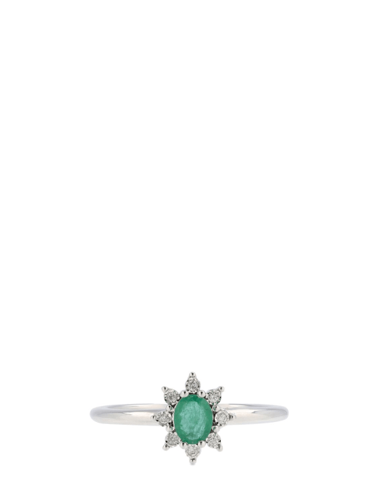 Bliss: Anello Rugiada in oro 18kt / diamanti e smeraldo - Argento/Verde - women_2 | Luisa Via Roma