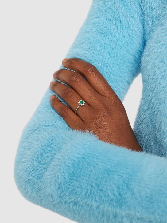 Bliss: Anello Rugiada in oro 18kt / diamanti e smeraldo - Argento/Verde - women_1 | Luisa Via Roma