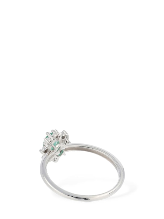 Bliss: Anello Rugiada in oro 18kt / diamanti e smeraldo - Argento/Verde - women_4 | Luisa Via Roma