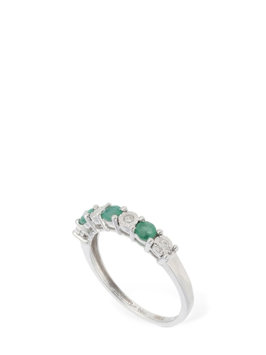 Bliss: Rugiada 18Kt diamond & emerald ring - Silver/Green - women_0 | Luisa Via Roma