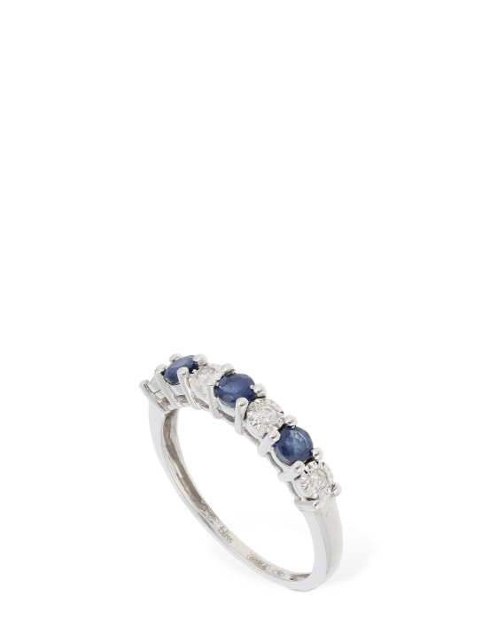 Bliss: Rugiada 18Kt diamond & sapphire ring - Silver/Blue - women_0 | Luisa Via Roma