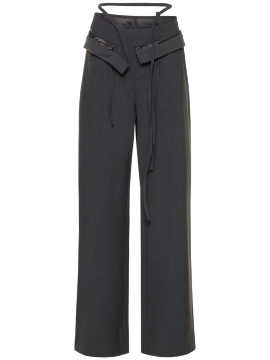 Ottolinger: Double fold wool blend suit pants - Grey - women_0 | Luisa Via Roma
