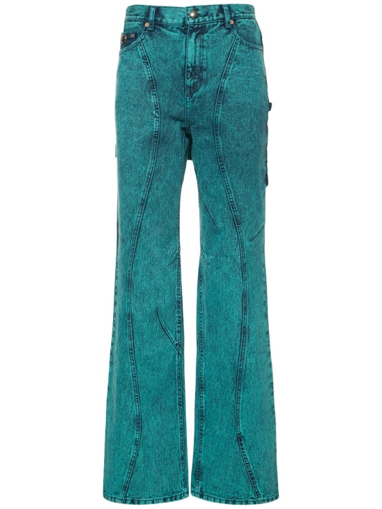 Andersson Bell: Glen overdyed wrap straight jeans - Bluegreen - women_0 | Luisa Via Roma