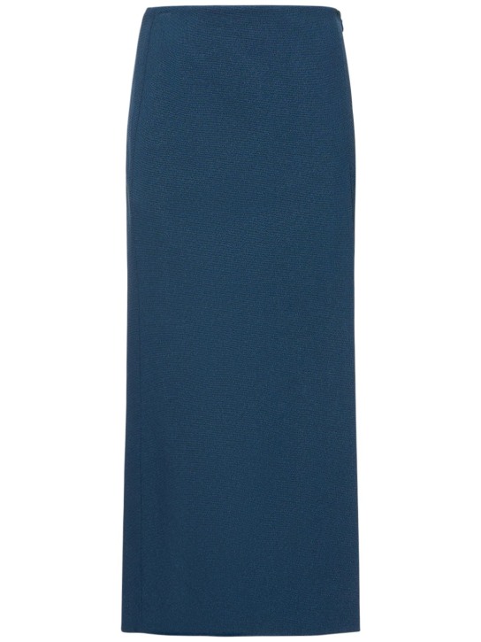Tory Burch: Stretch faille long wrap skirt - Blue - women_0 | Luisa Via Roma