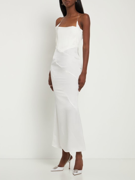 16arlington: Esteli satin corset midi dress - Ivory - women_1 | Luisa Via Roma