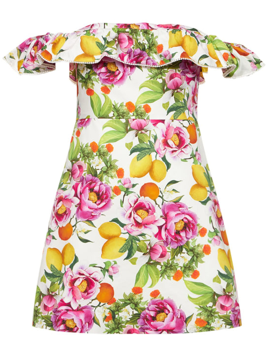Borgo De Nor: Nalani ruffled cotton midi dress - Multicolor - women_0 | Luisa Via Roma