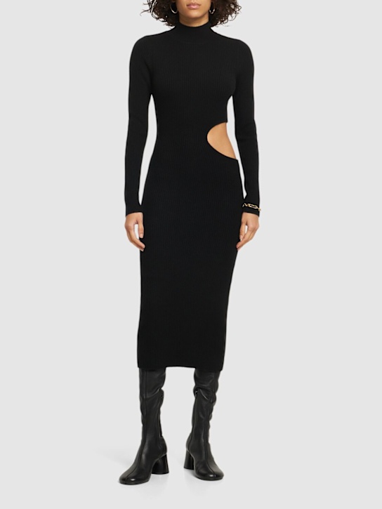 Reformation: Vallo cutout cashmere knit midi dress - Black - women_1 | Luisa Via Roma
