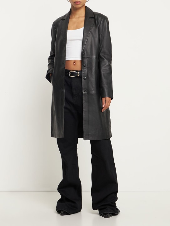 Reformation: Veda Crosby leather trench coat - Siyah - women_1 | Luisa Via Roma