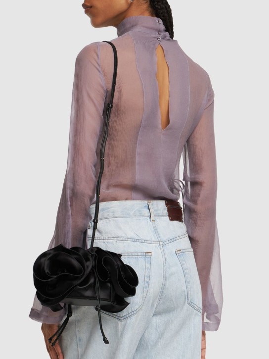 Magda black satin shoulder bag - Thumbnail 2