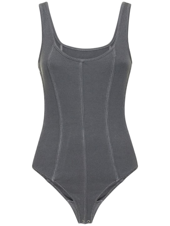 Agolde: Elna stretch cotton bodysuit - Grey - women_0 | Luisa Via Roma
