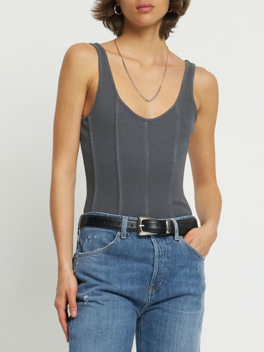 Agolde: Elna stretch cotton bodysuit - Grey - women_1 | Luisa Via Roma