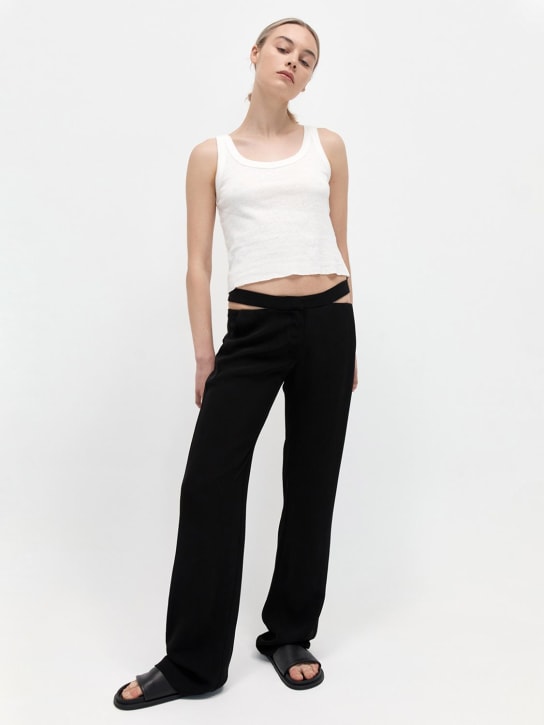 St. Agni: Viscose twill pants w/ cutout details - Black - women_1 | Luisa Via Roma