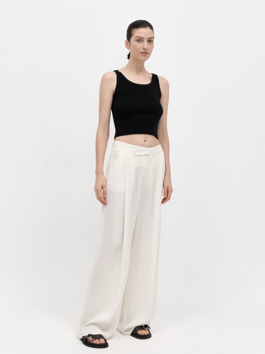 St. Agni: Overlapping waistband viscose pants - White - women_1 | Luisa Via Roma
