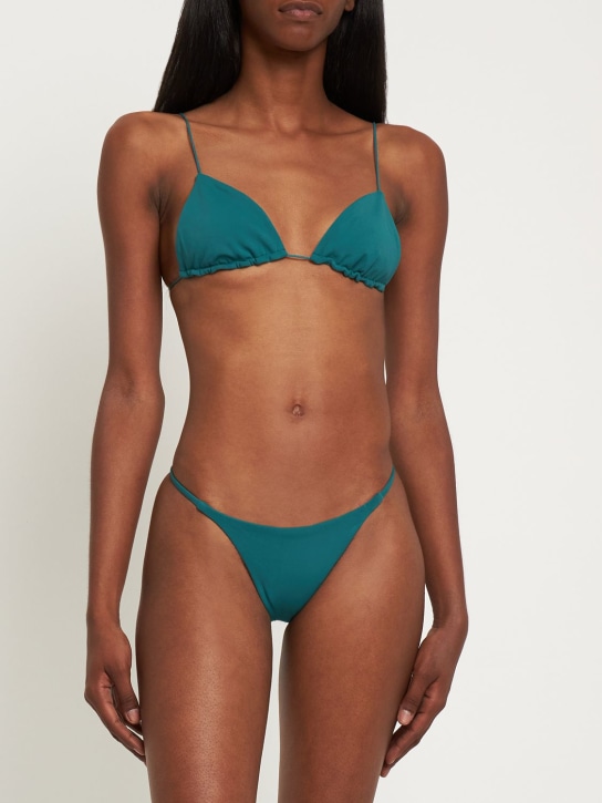 Ziah: Spaghetti strap triangle bikini top - Green - women_1 | Luisa Via Roma