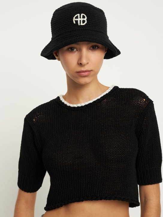 ANINE BING: Cappello bucket Darra crochet - Nero - women_1 | Luisa Via Roma