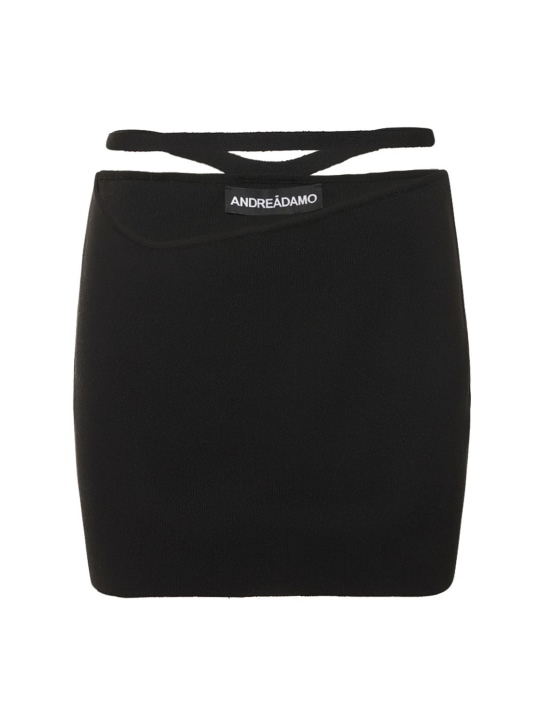 Andreadamo: Stretch viscose knit mini skirt - Black - women_0 | Luisa Via Roma