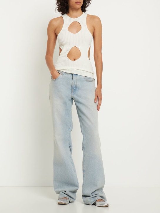 Andreadamo: TANKTOP AUS VISKOSESTRICKRIPP - Elfenbein - women_1 | Luisa Via Roma