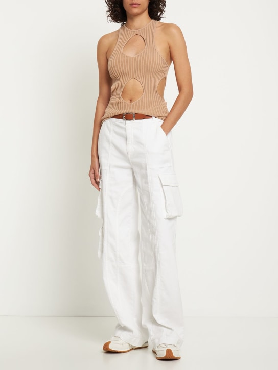 Andreadamo: 镂空罗纹针织粘胶纤维背心 - 裸色 - women_1 | Luisa Via Roma