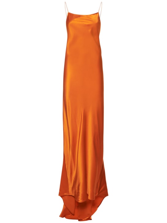 Nili Lotan: Vestido largo de satén de seda - Naranja - women_0 | Luisa Via Roma