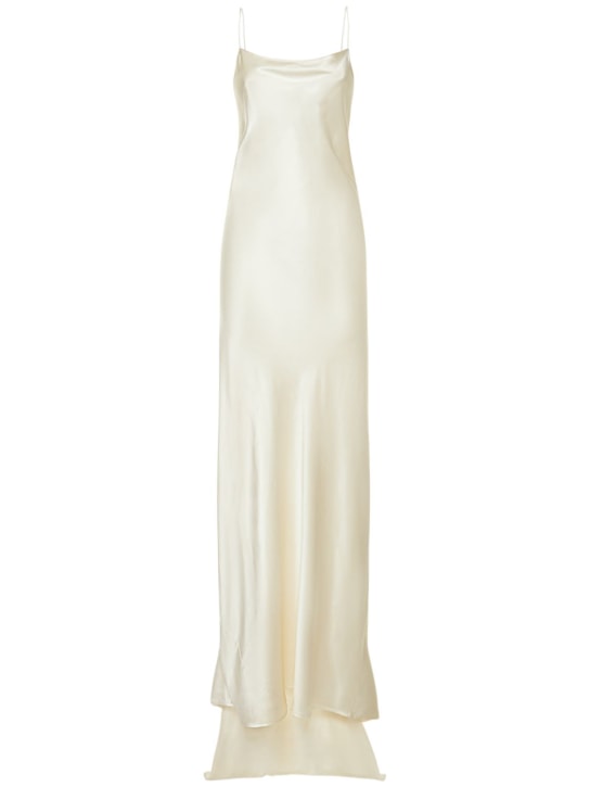 Nili Lotan: Elizabeth silk satin long dress - White - women_0 | Luisa Via Roma
