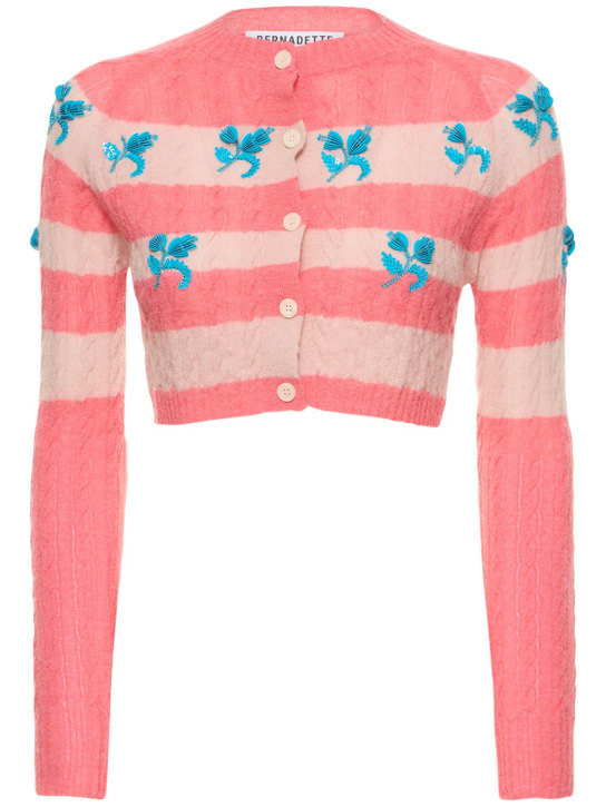 Bernadette Antwerp: Lily embroidered wool blend cardigan - Pink/Multi - women_0 | Luisa Via Roma
