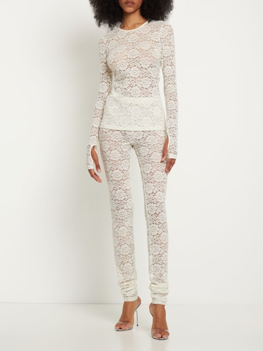 Interior: Pantalon en dentelle de coton mélangé Carrie - Blanc - women_1 | Luisa Via Roma