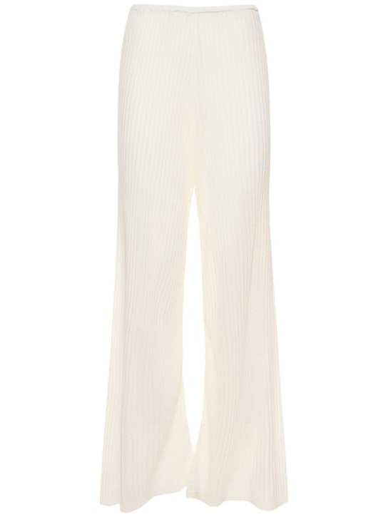 Zulu & Zephyr: Pantalon en maille de coton mélangé côtelé Shea - Blanc - women_0 | Luisa Via Roma