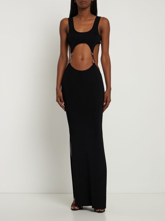 Aya Muse: Heri カットアウトビスコースジャージードレス - ブラック - women_1 | Luisa Via Roma