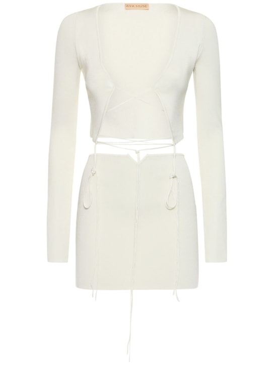 Aya Muse: Vestito Cibari in viscosa - Off White - women_0 | Luisa Via Roma