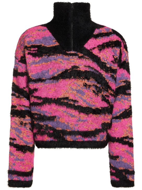 ERL: Suéter de mezcla de mohair jacquard - Pink Rave Camo - men_0 | Luisa Via Roma