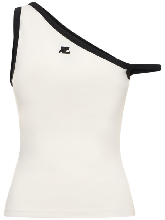 Courreges: TANKTOP AUS ASYMMETRISCHER BAUMWOLLE - women_0 | Luisa Via Roma