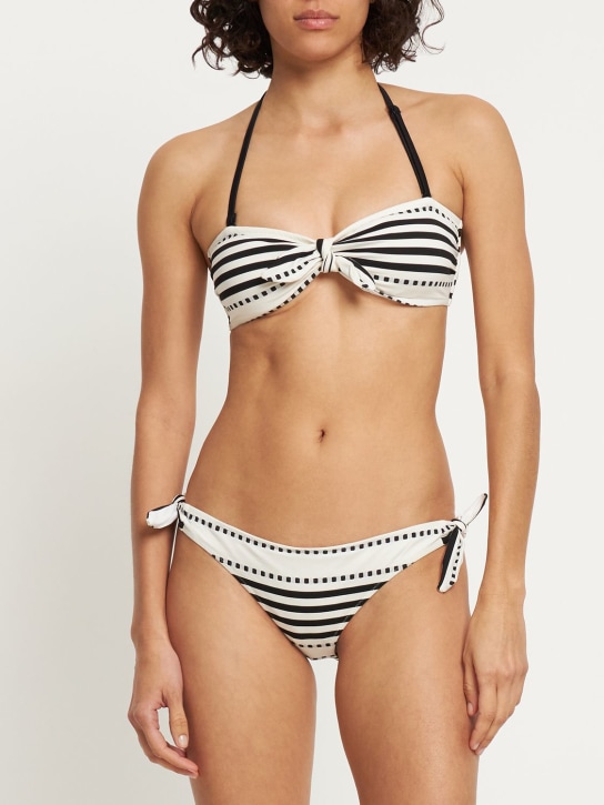 Lemlem: Eshe side-tie printed bikini bottoms - White/Black - women_1 | Luisa Via Roma