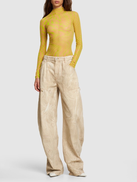 MUGLER: Body de malla estampada - Amarillo - women_1 | Luisa Via Roma