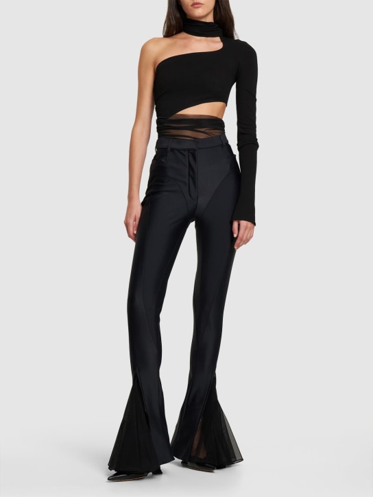 Asymmetric jersey & mesh bodysuit - Thumbnail 2