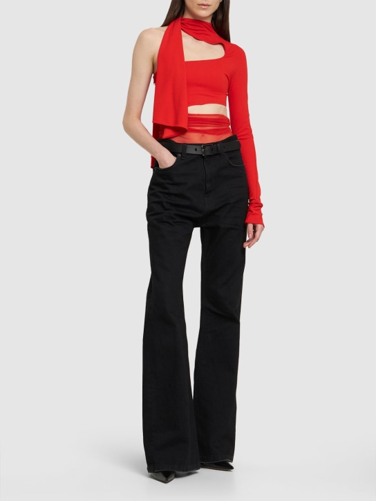 MUGLER: Formender Body aus Mesh und Jersey - Rot/Rot - women_1 | Luisa Via Roma