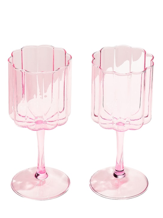 FAZEEK: Set of 2 Wave wine glasses - Pink - ecraft_0 | Luisa Via Roma
